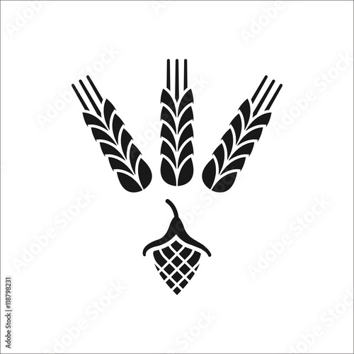 Hop and wheat beer sign simple icon on background