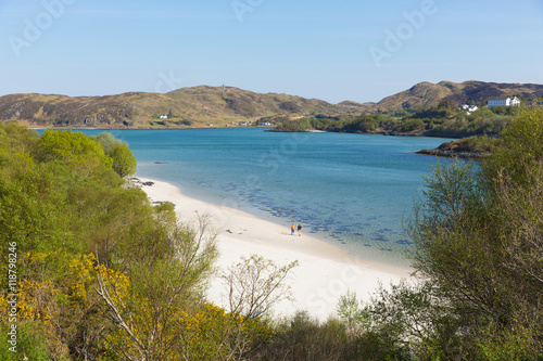 Morar beach Scotland UK beautiful silver sands Scottish tourist destination located south of Mallaig