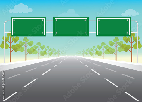 Blank road sign on highway.