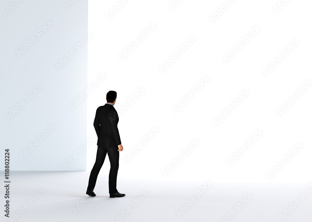 Businessman about to cross the entrance to the light. Businessman about to cross the entrance to the light.