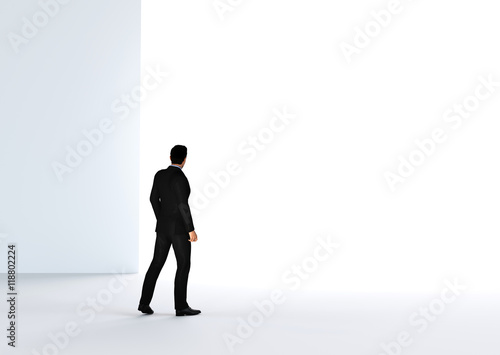 Businessman about to cross the entrance to the light. © Photocreo Bednarek