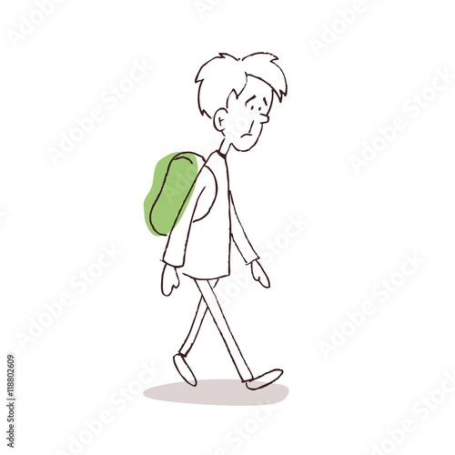 Man Walking with Backpack