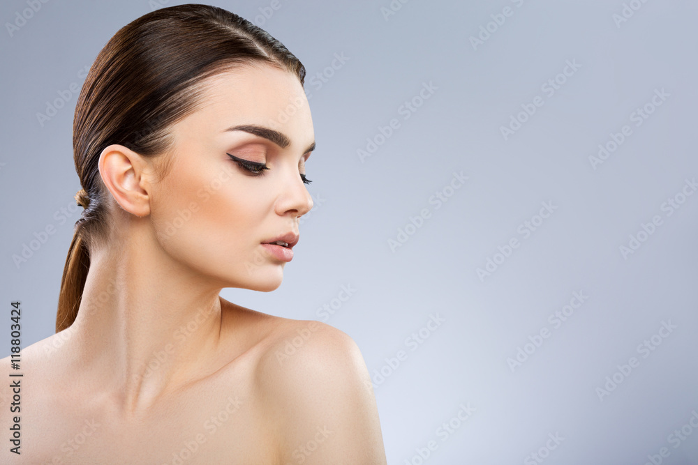 Profile of model with big blue eyes Profile of model with big blue eyes