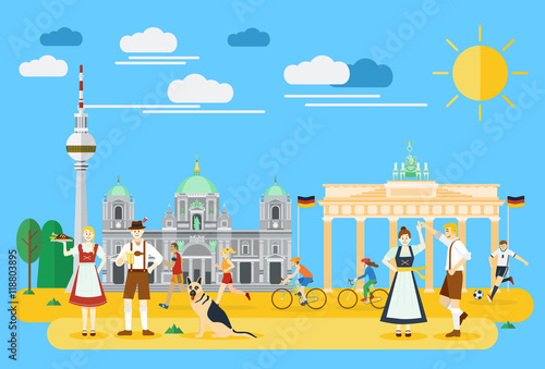 Photography Flat design, Germany's landmarks and icons