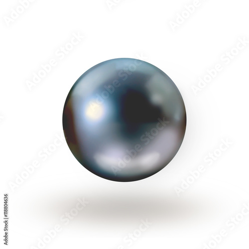 Black pearl isolated on white with drop shadow