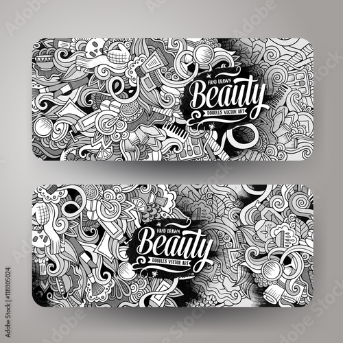 Cartoon hand drawn doodles cosmetic corporate identity set