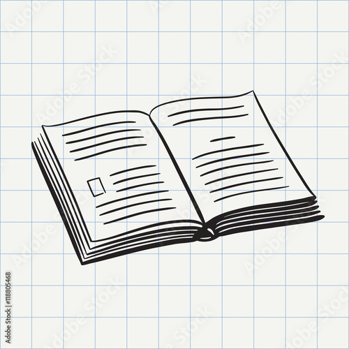 Book doodle icon. Hand drawn sketch in vector