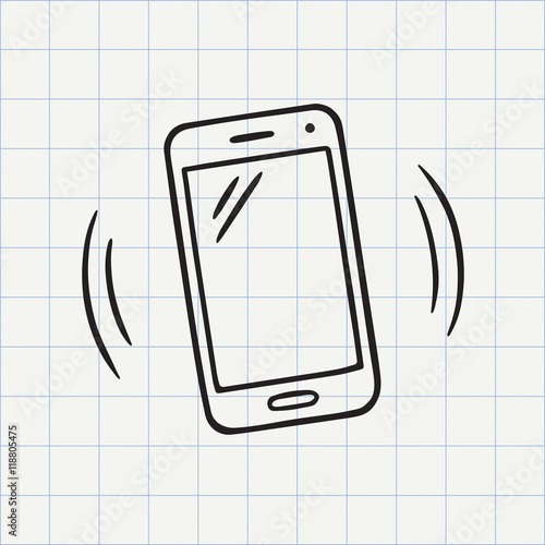 Smart phone doodle icon. Hand drawn sketch in vector