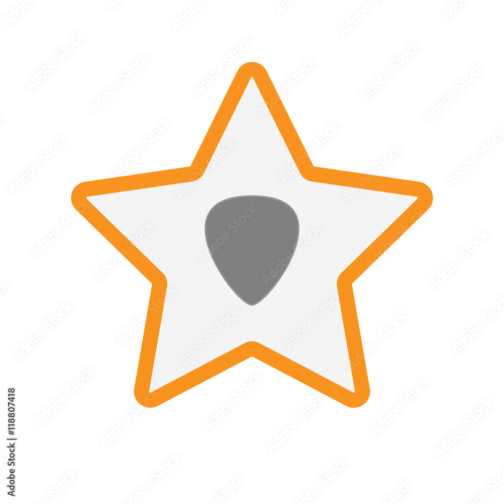 Isolated line art star icon with a plectrum Isolated line art star icon with a plectrum