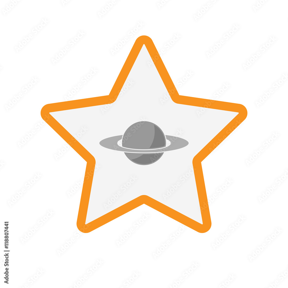 Isolated line art star icon with the planet Saturn Isolated line art star icon with the planet Saturn