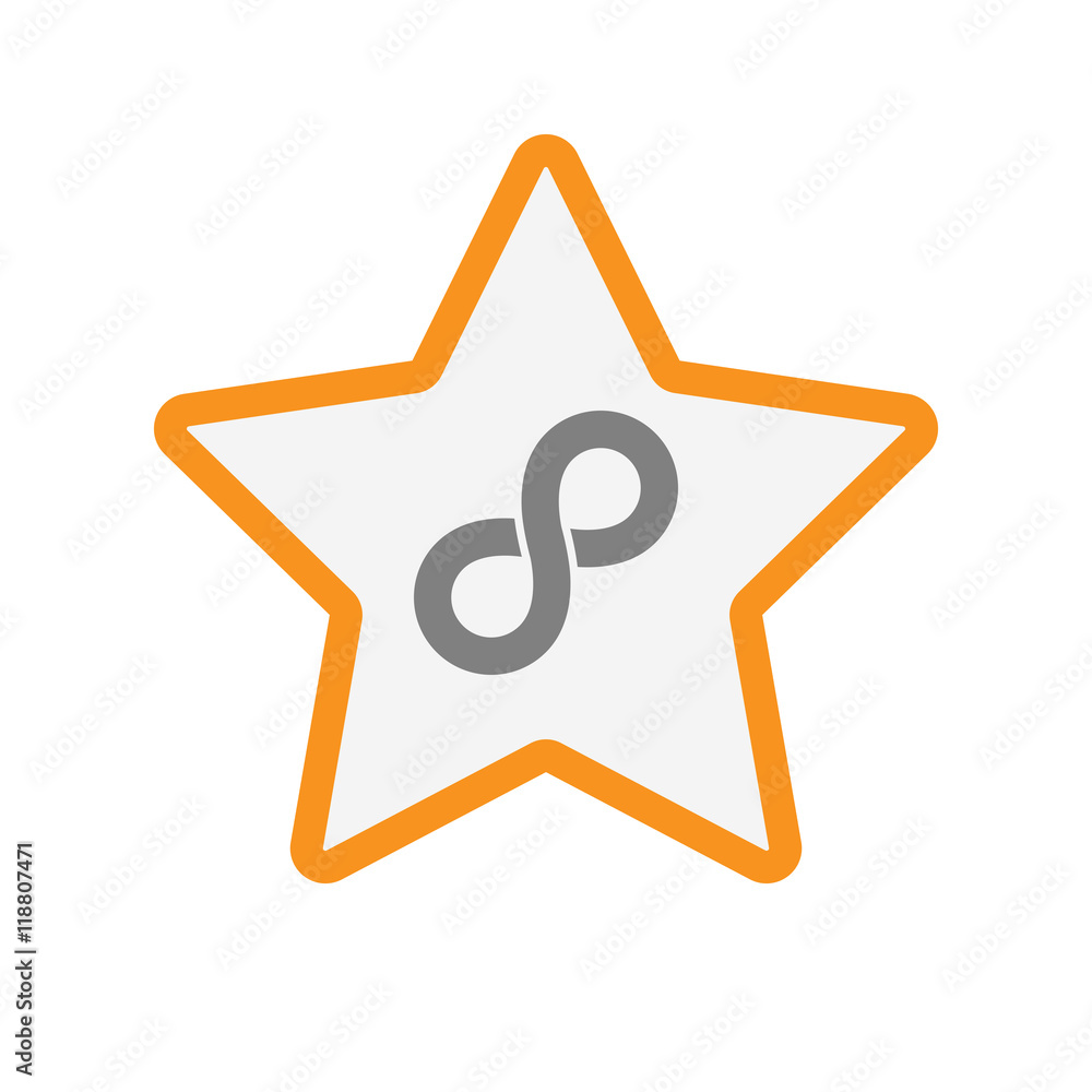 Isolated line art star icon with an infinite sign Isolated line art star icon with an infinite sign