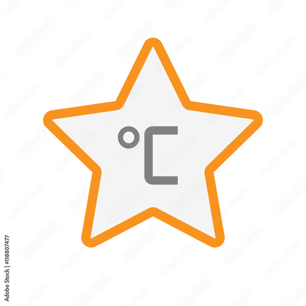 Isolated line art star icon with a celsius degree sign Isolated line art star icon with a celsius degree sign