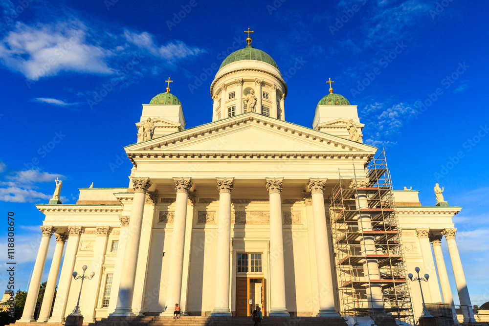 Beautiful view of famous Helsinki Cathedral in beautiful evening light, Helsinki, Finland