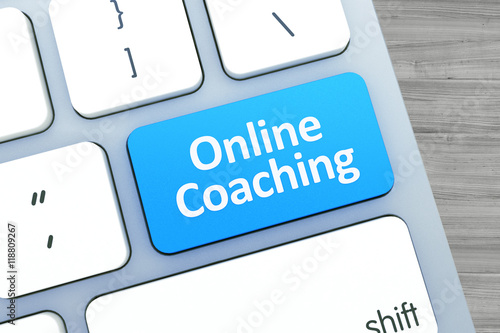 Online Coaching Text on a Button on Modern Computer Keyboard. To