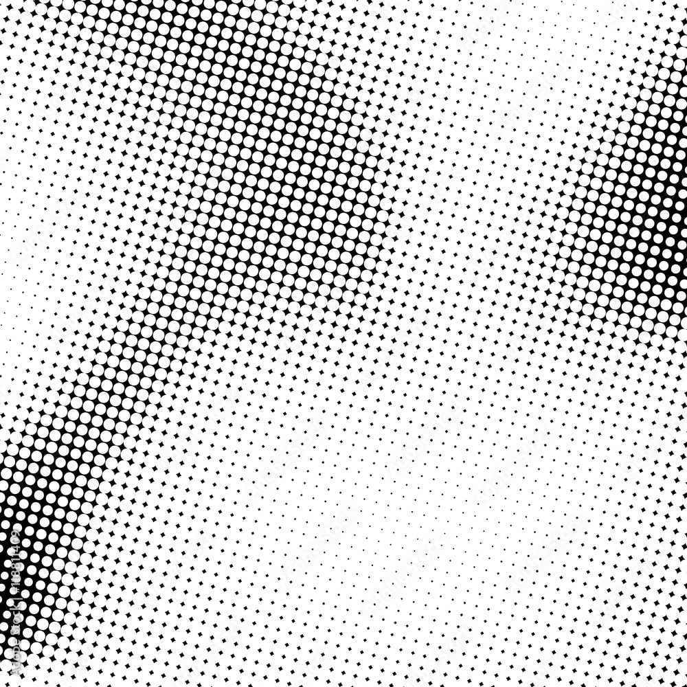 White abstract background with black and white halftone texture, dotwork, circles pattern for design concepts, banners, posters, wallpapers, web, presentations and prints. Vector illustration.