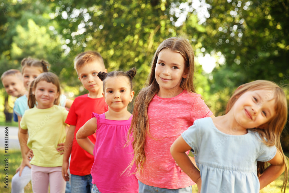 Group of happy kids in park Group of happy kids in park