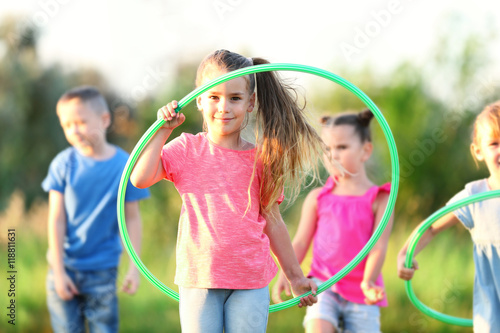 Happy kids playing in park