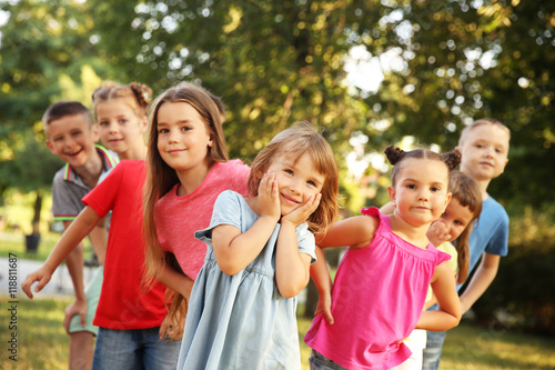 Group of happy kids in park