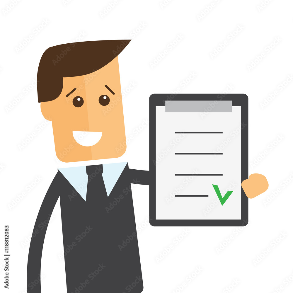 Businessman with checklist. Successful business concept Businessman with checklist. Successful business concept
