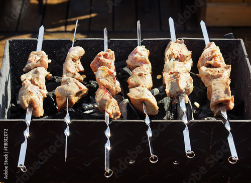 Grilled meat on terrace