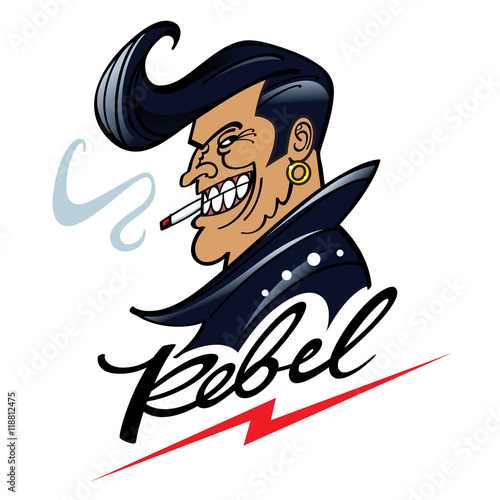 Rebel with a cool hairstyle, in leather jacket