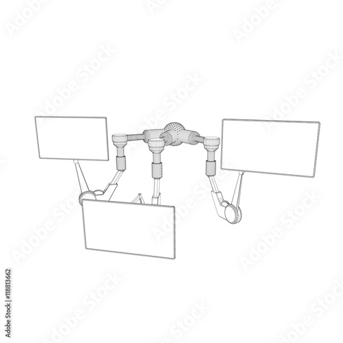 Robotic arm monitor set.Vec...