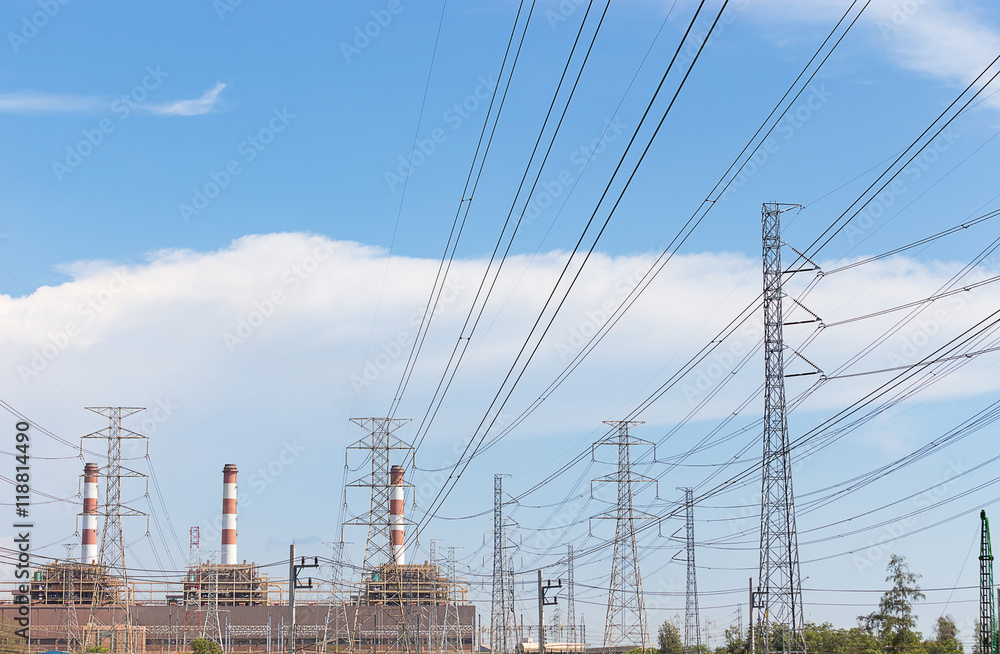 big electricity plant with clear sky