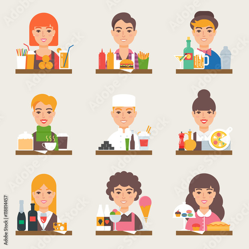 Food and drink vector set. Small business. Fast food