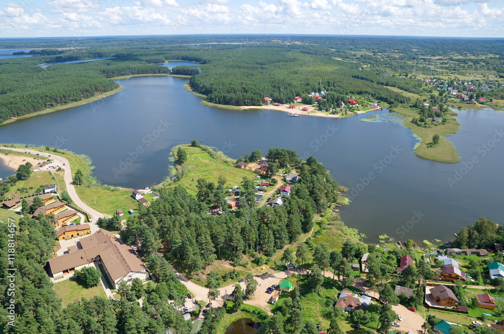 The view from the height of the Seliger lake and the Islands, Tver region, Russia