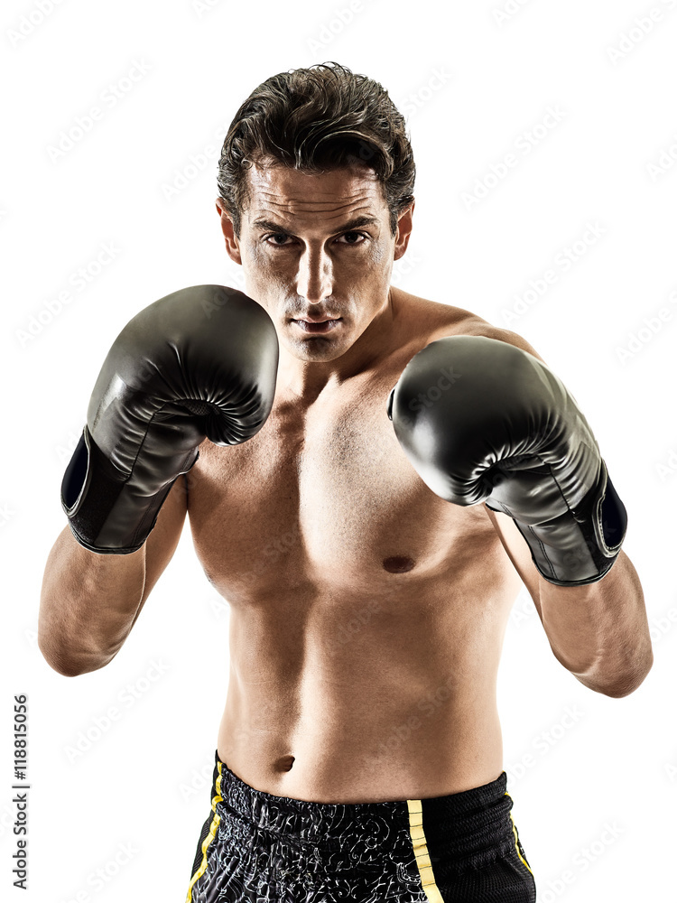 Muay Thai kickboxing kickboxer boxing man isolated