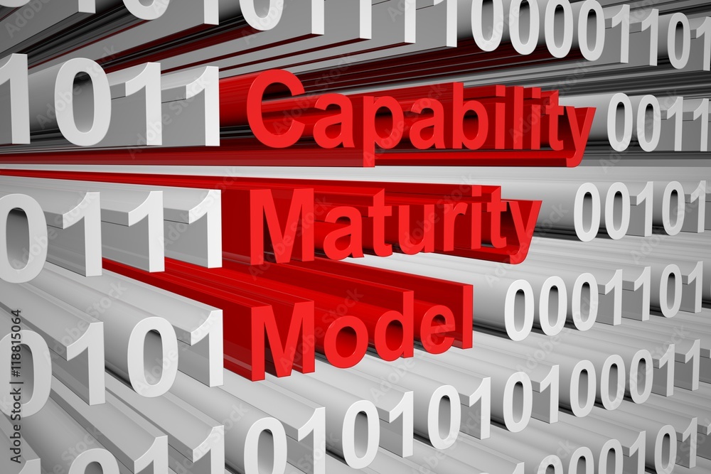 Capability Maturity Model in the form of binary code, 3D illustration