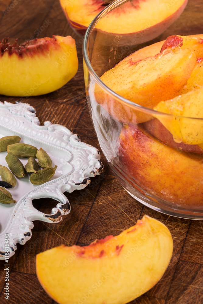 Spiced peach filling for spiced peach galette. Spiced peach filling for spiced peach galette.