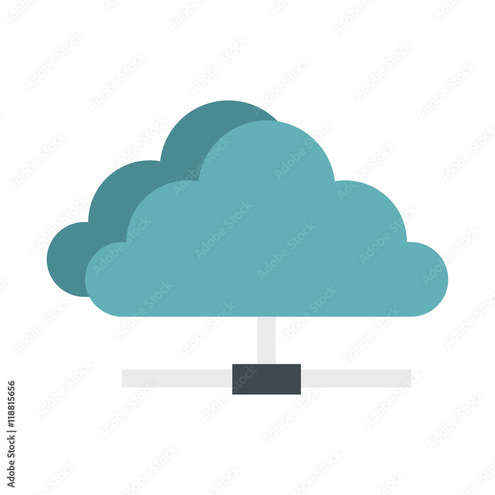 Cloud network connection icon in flat style on a white background Cloud network connection icon in flat style on a white background