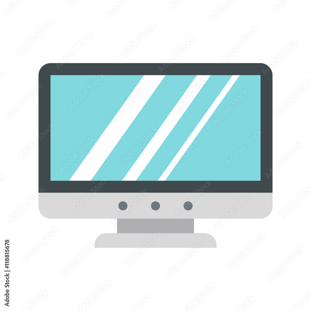 Blank computer monitor icon in flat style on a white background Blank computer monitor icon in flat style on a white background