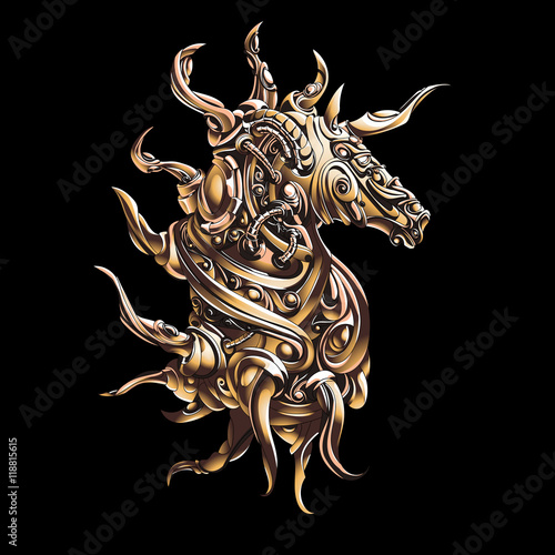 unicorn wearing a metal symbolizes the chess piece