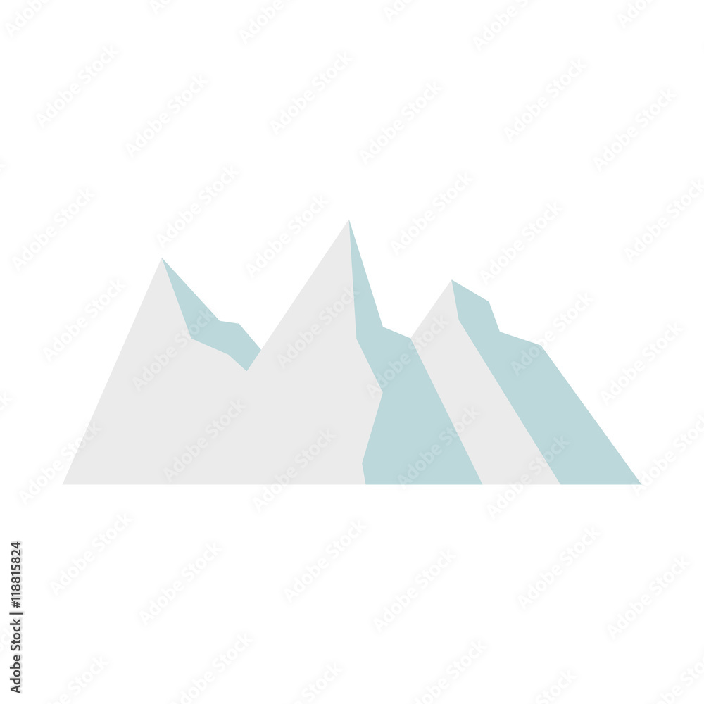 Snowy mountains icon in flat style on a white background Snowy mountains icon in flat style on a white background