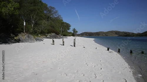 Silver Sands of Morar beautiful beach in Scotland uk white sandy beaches on the coastline from Arisaig to Morar south of Mallaig