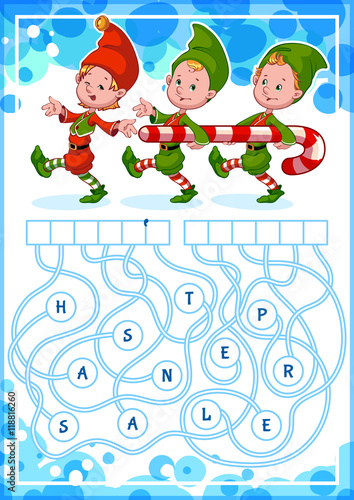Educational puzzle game with christmas gnomes.
