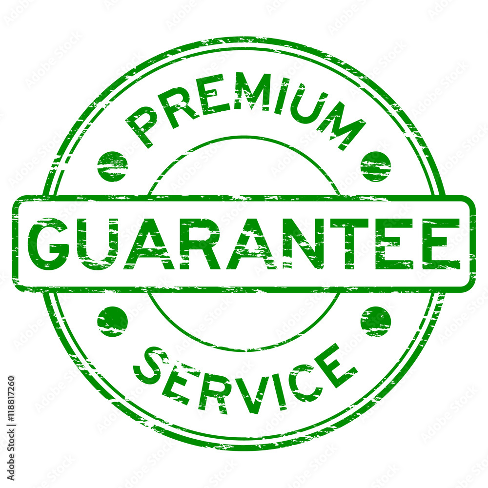 Grunge green premium service guarantee rubber stamp