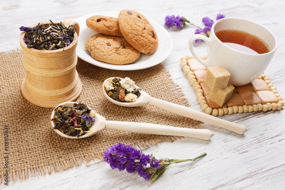 Herbal tea and cookies Herbal tea and cookies