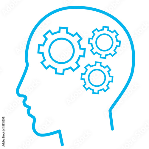 Thinking Head with Cog Wheels