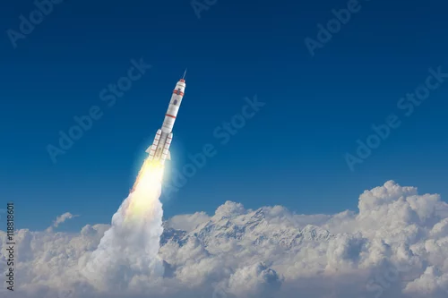 Obraz Rakietowy statek kosmiczny. Różne środki przekazu