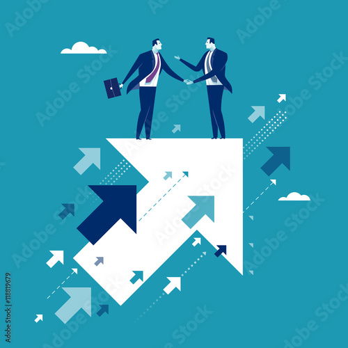 Agreement. Business people standing on a flying arrows. Concept business illustration