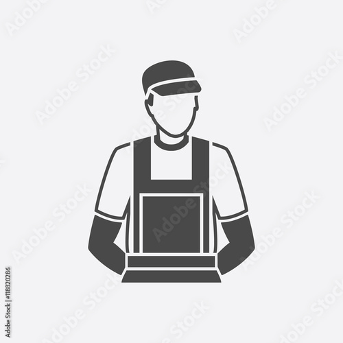 Mechanic icon black. Single car repair parts icon.
