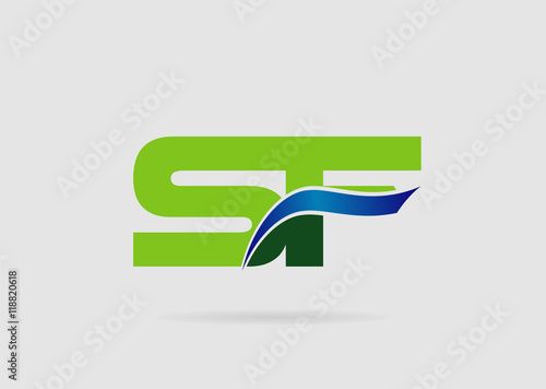SF Logo. Vector Graphic Branding Letter Element
