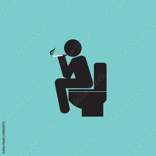 Smoking in Toilet Graphic Symbol Vector Illustration