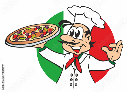 Pizza Pizzabäcker Italien Fahne rund