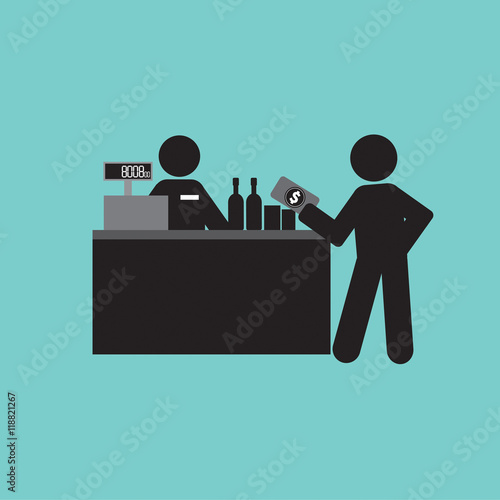 Cashier With Customer Graphic Symbol Vector Illustration