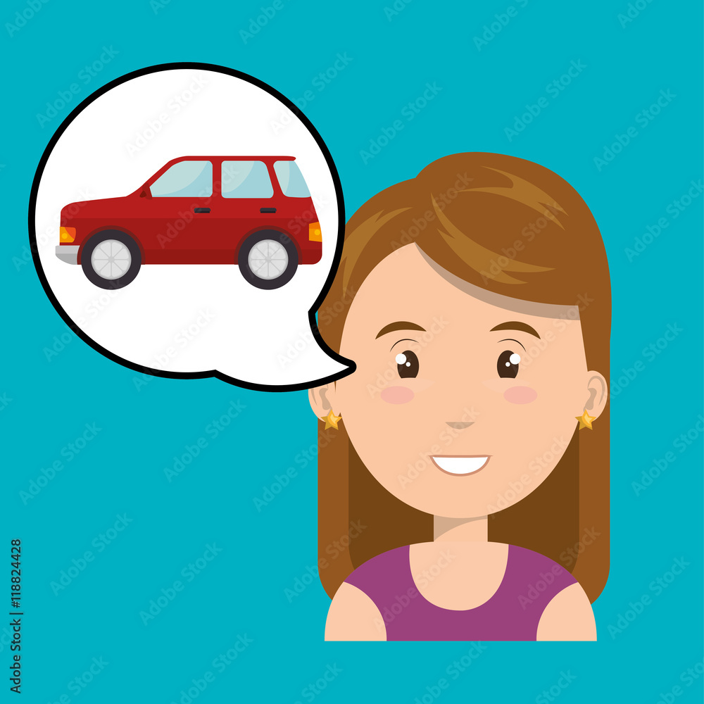 woman car vehicle transport vector illustration design woman car vehicle transport vector illustration design