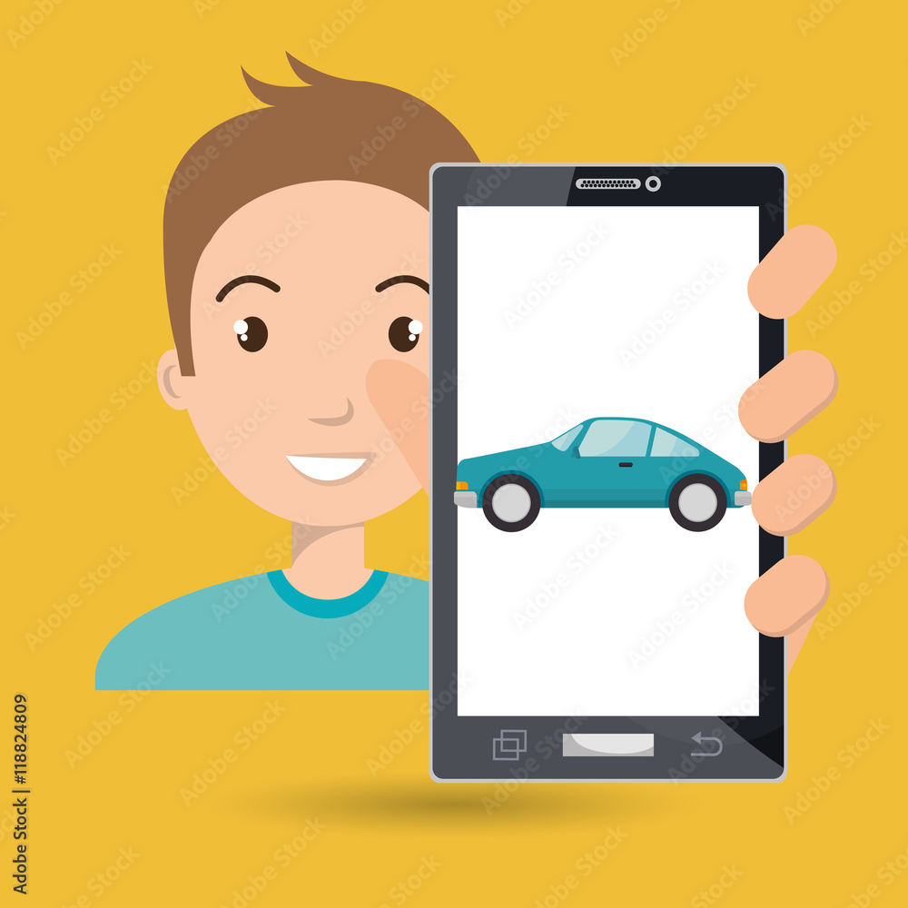 man smartphone car web vector illustration design man smartphone car web vector illustration design